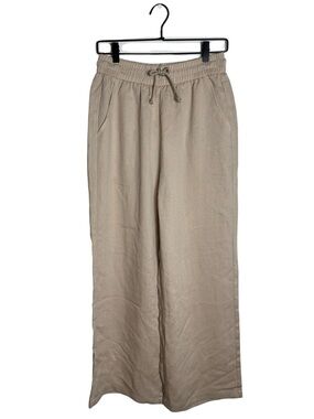 NWT Halara High Waisted Drawstring Wide Leg Casual Pants Beige Oatmeal S
